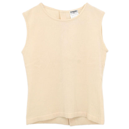 Chanel 2002 Sleeveless Knit Top Ivory #38