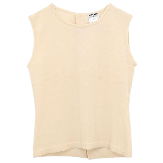 Chanel 2002 Sleeveless Knit Top Ivory #38