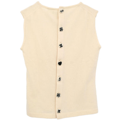 Chanel 2002 Sleeveless Knit Top Ivory #38