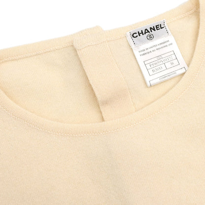 Chanel 2002 Sleeveless Knit Top Ivory #38