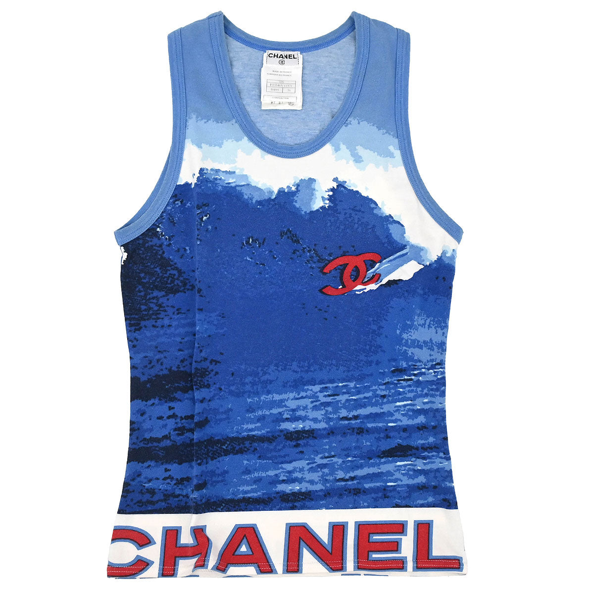 Chanel 2002 Surf Line Sleeveless Tank Top Blue #36