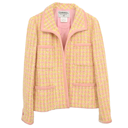 Chanel 1996 Single Breasted Jacket Tweed Yellow #40