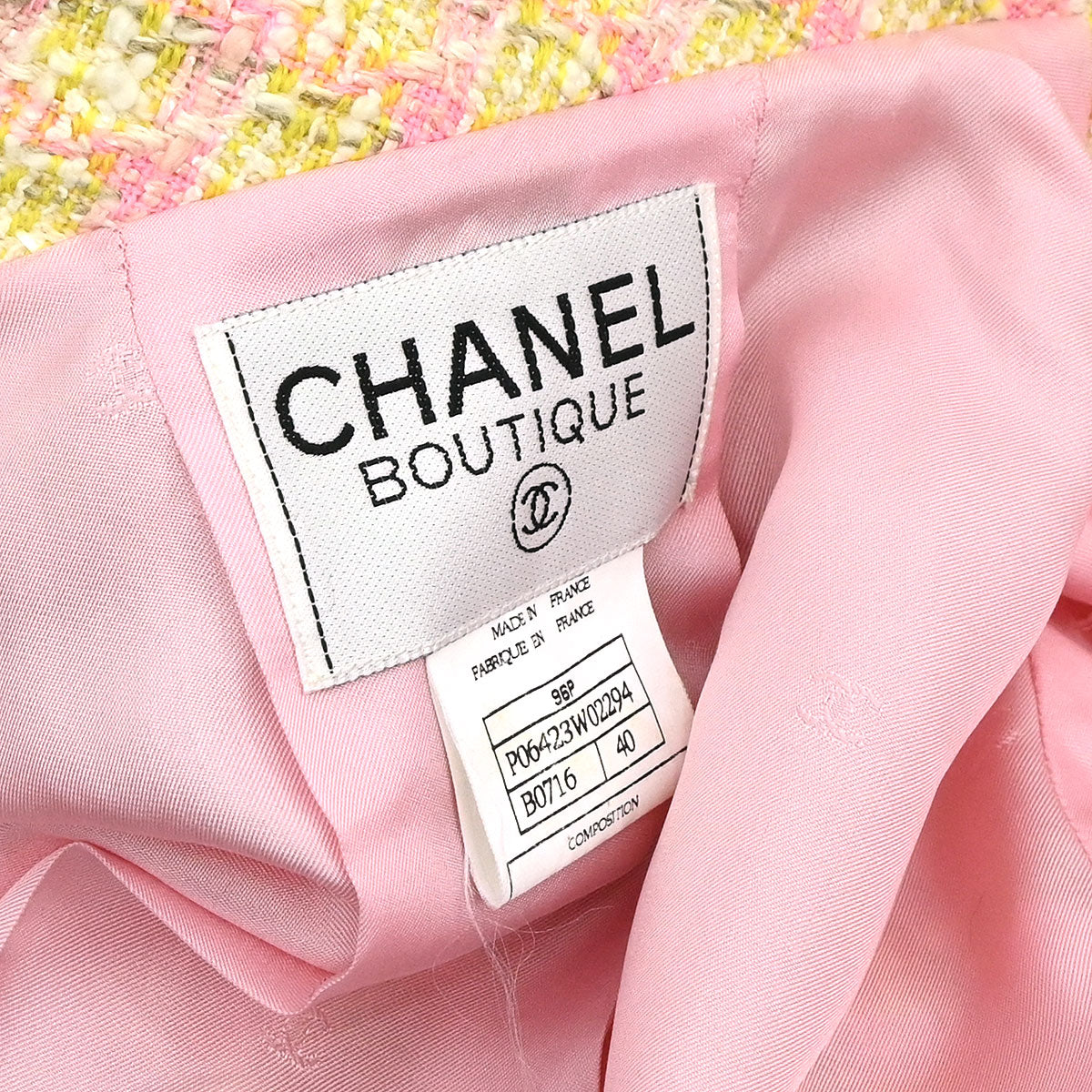 Chanel 1996 Single Breasted Jacket Tweed Yellow #40