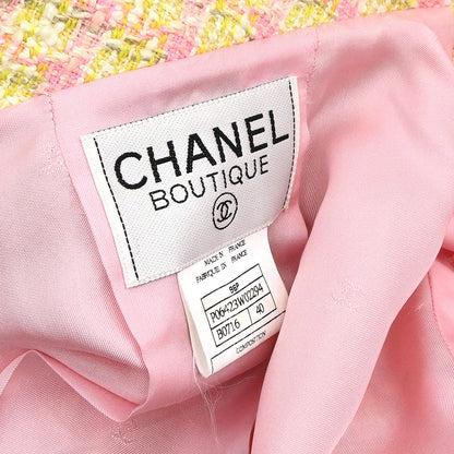Chanel 1996 Single Breasted Jacket Tweed Yellow #40