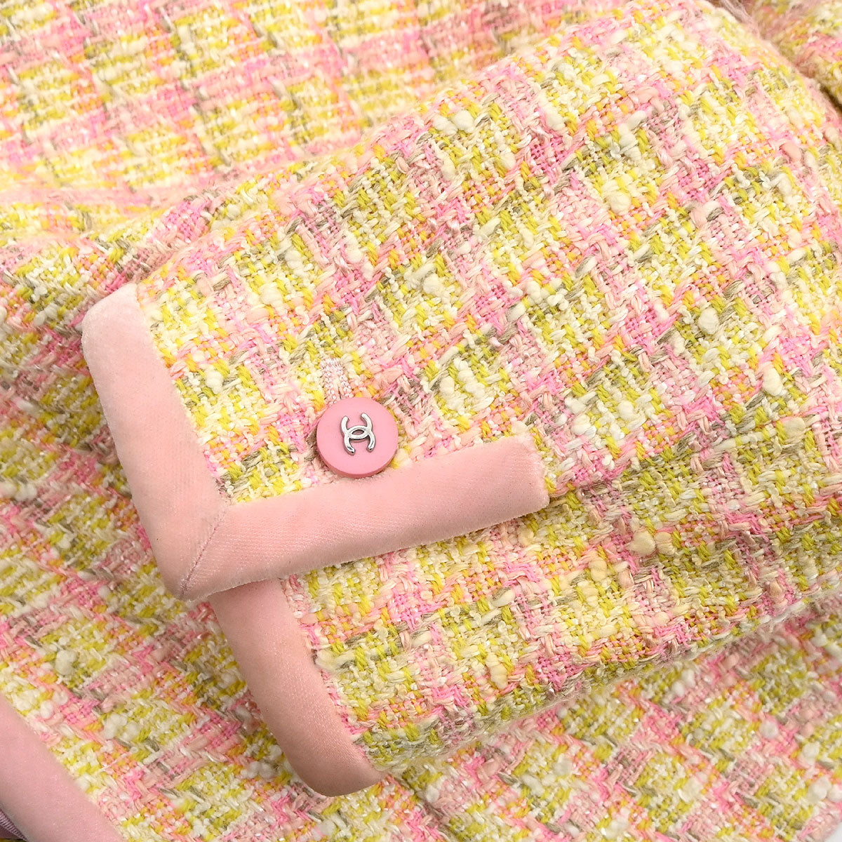 Chanel 1996 Single Breasted Jacket Tweed Yellow #40