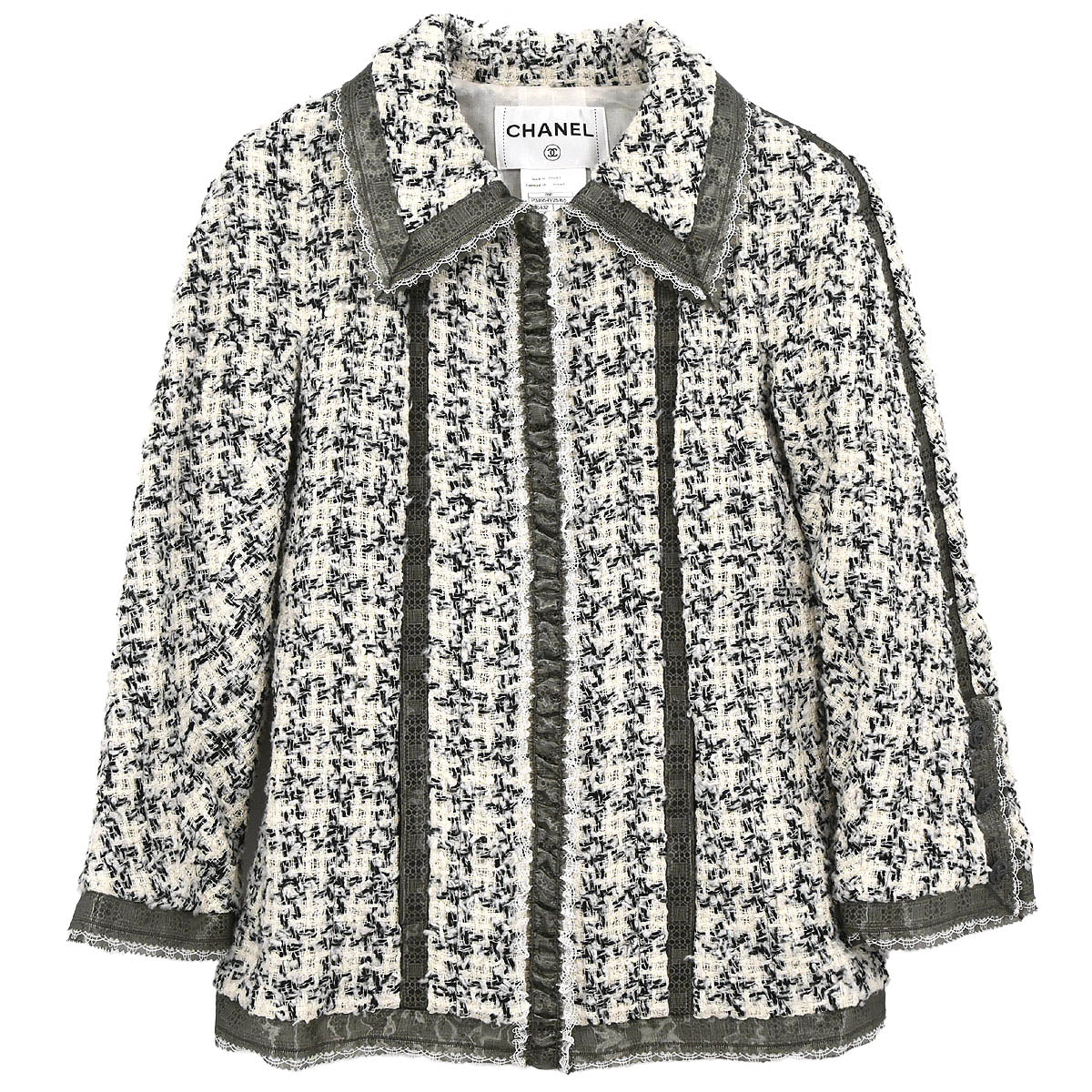 Chanel 2009 Single Breasted Jacket White #36