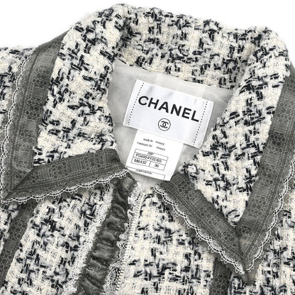 Chanel 2009 Single Breasted Jacket White #36