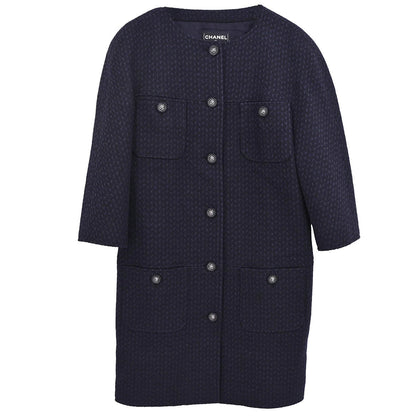 Chanel 2014-2015 Collarless Coat Navy #40