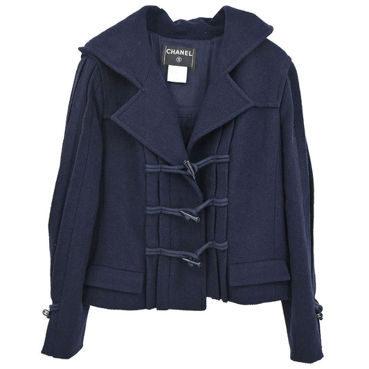 Chanel 2006 Hoodie Duffel Coat Navy #42