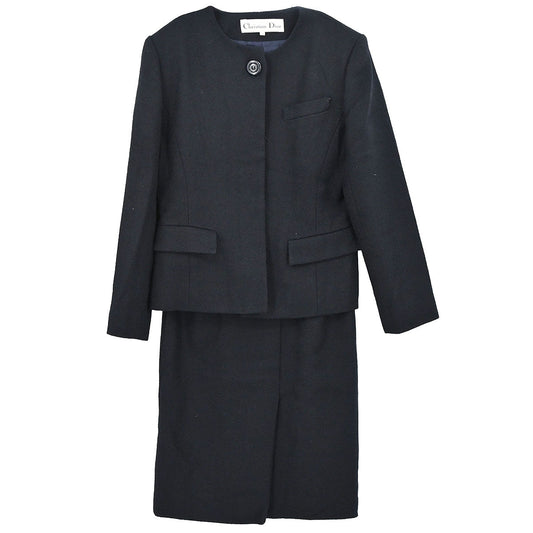 Christian Dior Setup Suit Jacket Skirt Black #34–36