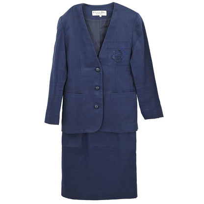 Christian Dior Setup Suit Jacket Skirt Navy #38–40
