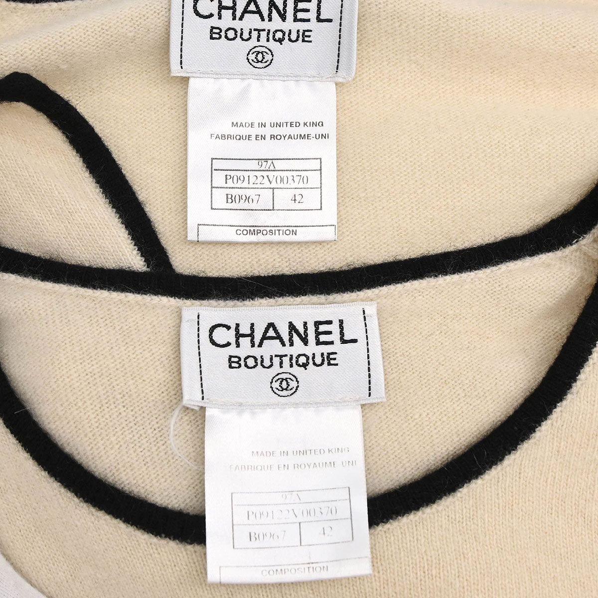 Chanel 1997 Set Cardigan Top Ivory #42