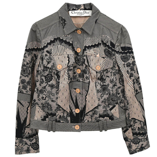 Christian Dior 2006 Single Breasted Jacket Lace Pink Black #38