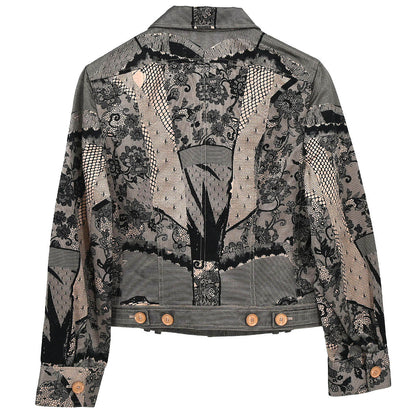 Christian Dior 2006 Single Breasted Jacket Lace Pink Black #38