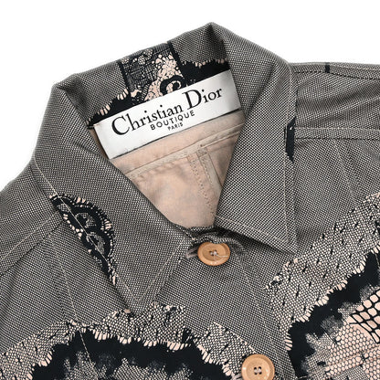 Christian Dior 2006 Single Breasted Jacket Lace Pink Black #38