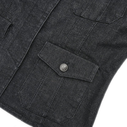 Chanel 2003 Single Breasted Denim Jacket Black #36