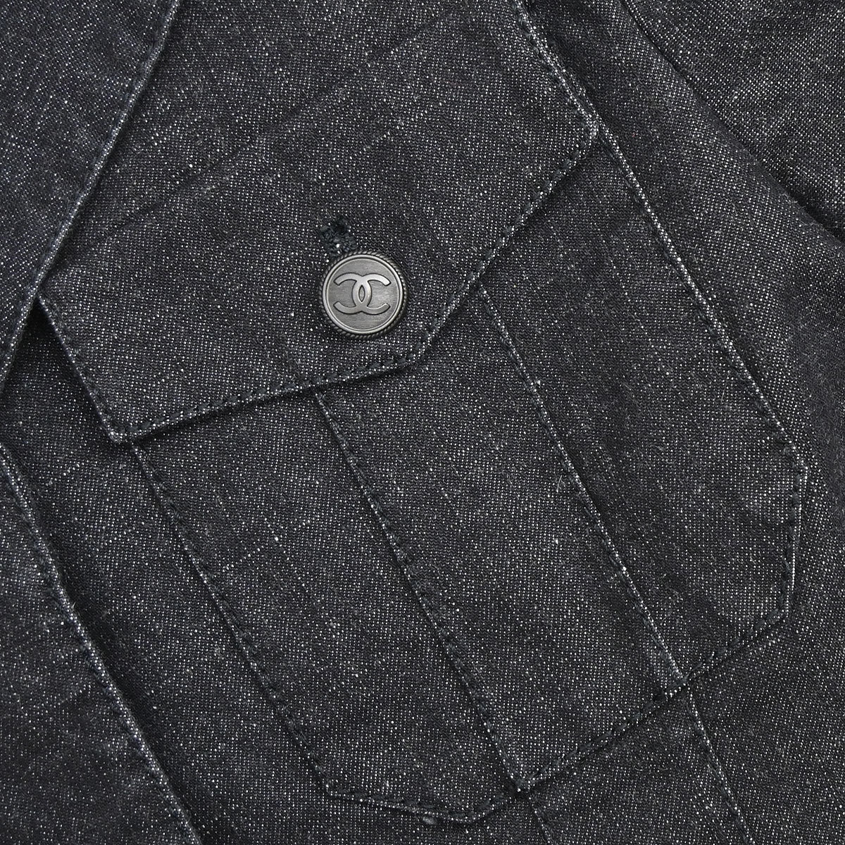 Chanel 2003 Single Breasted Denim Jacket Black #36