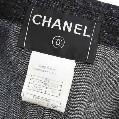 Chanel 2003 Single Breasted Denim Jacket Black #36
