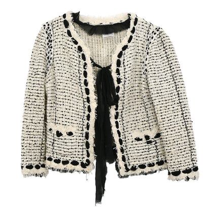 Chanel 2005 Single Breasted Collarless Jacket White #40