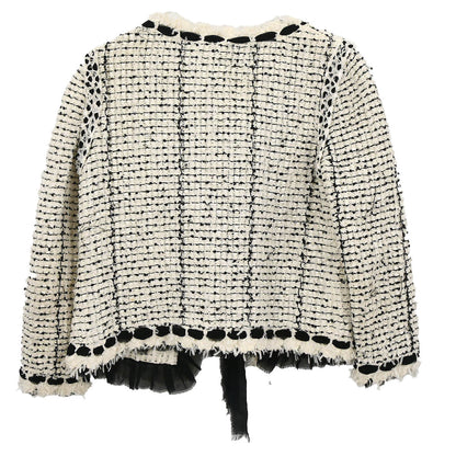 Chanel 2005 Single Breasted Collarless Jacket White #40