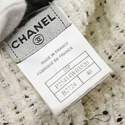 Chanel 2005 Single Breasted Collarless Jacket White #40