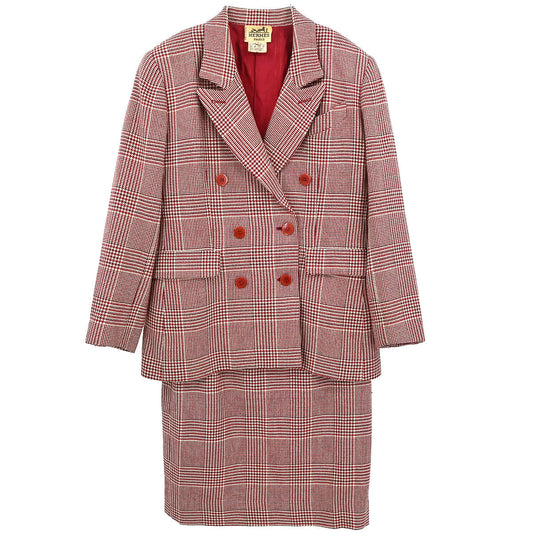 Hermes Setup Suit Jacket Skirt Red #40