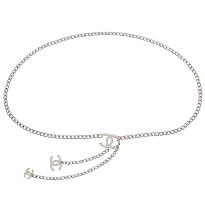 Chanel Silver Chain Belt CC A12W Small Good