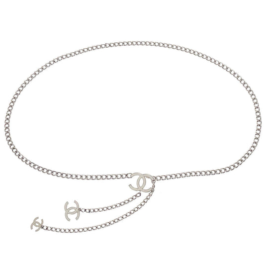 Chanel Silver Chain Belt CC A12W Small Good