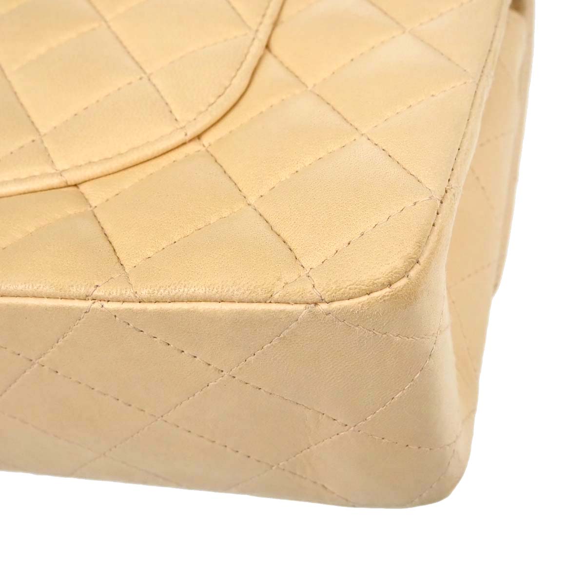 Chanel 2004-2005 Beige Black Lambskin Medium Classic Double Flap Shoulder Bag