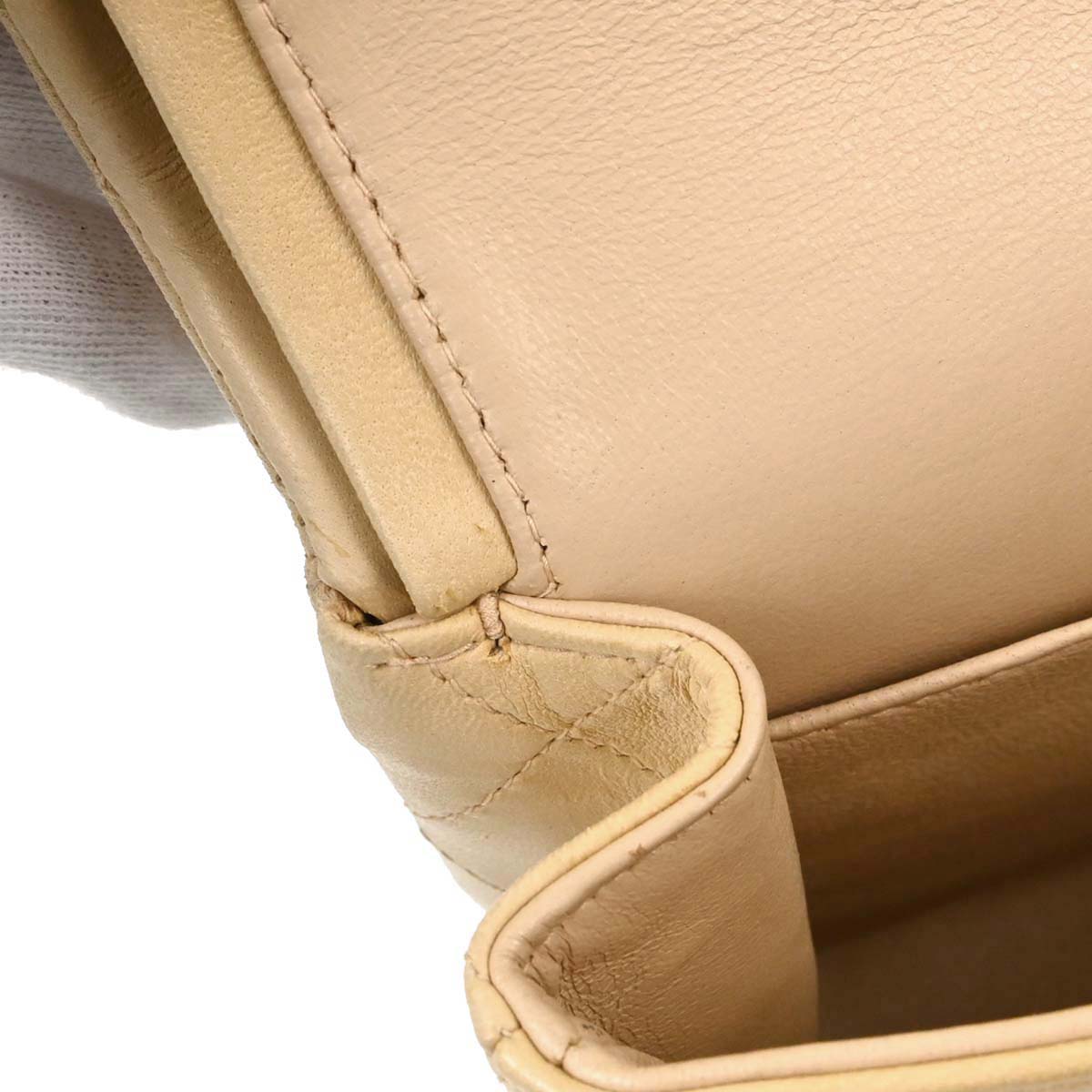 Chanel 2004-2005 Beige Black Lambskin Medium Classic Double Flap Shoulder Bag