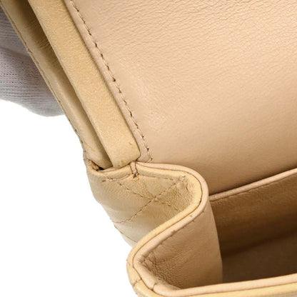 Chanel 2004-2005 Beige Black Lambskin Medium Classic Double Flap Shoulder Bag