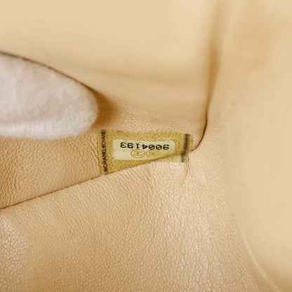 Chanel 2004-2005 Beige Black Lambskin Medium Classic Double Flap Shoulder Bag