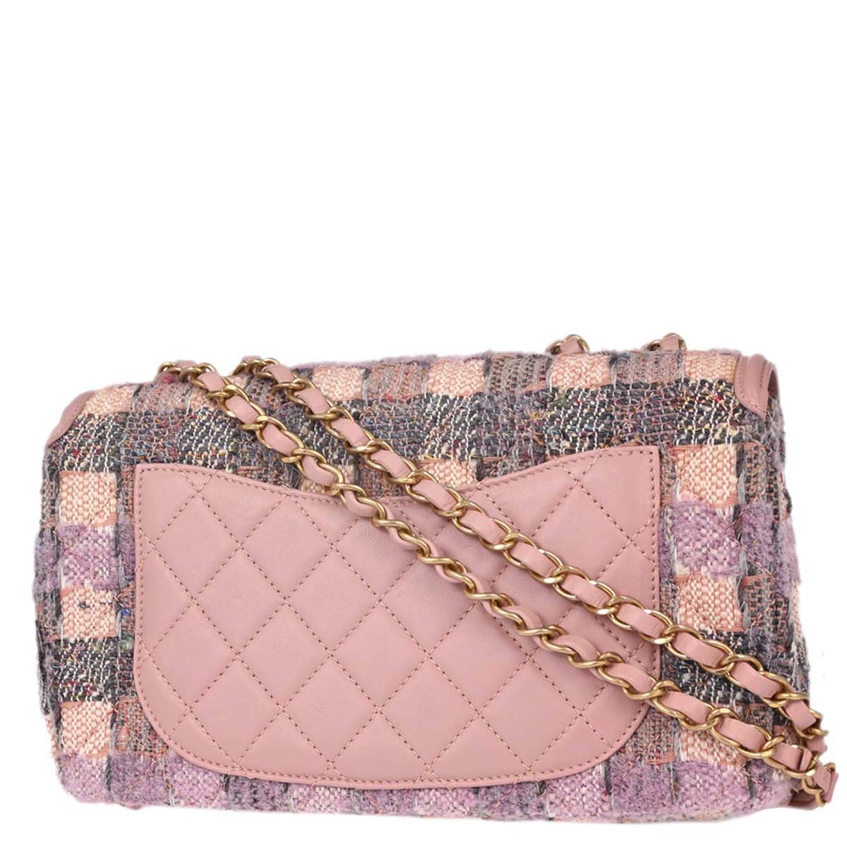 Chanel Pink Tweed Filigree Flap Bag Shoulder Bag