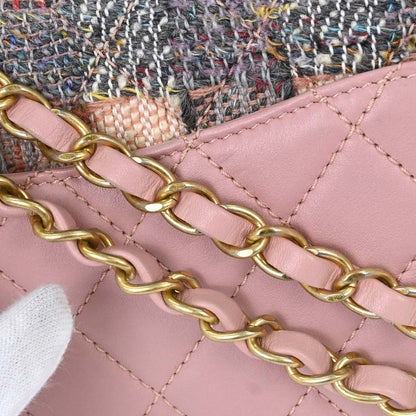 Chanel Pink Tweed Filigree Flap Bag Shoulder Bag
