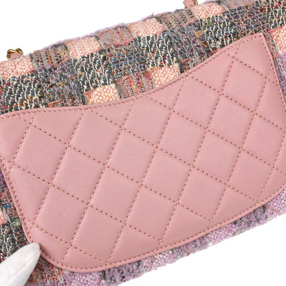 Chanel Pink Tweed Filigree Flap Bag Shoulder Bag