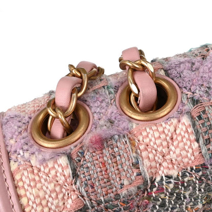 Chanel Pink Tweed Filigree Flap Bag Shoulder Bag
