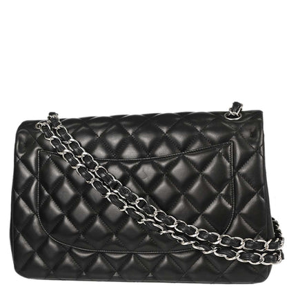 Chanel Black Lambskin Jumbo Classic Double Flap Shoulder Bag