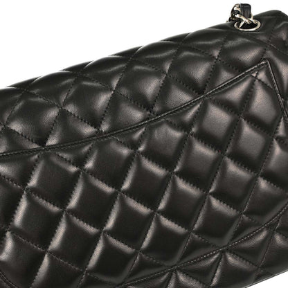 Chanel Black Lambskin Jumbo Classic Double Flap Shoulder Bag