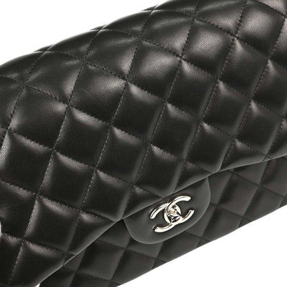 Chanel Black Lambskin Jumbo Classic Double Flap Shoulder Bag