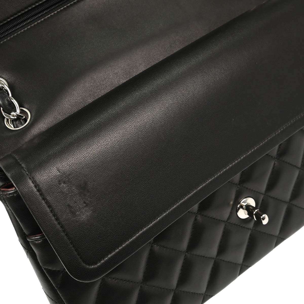 Chanel Black Lambskin Jumbo Classic Double Flap Shoulder Bag