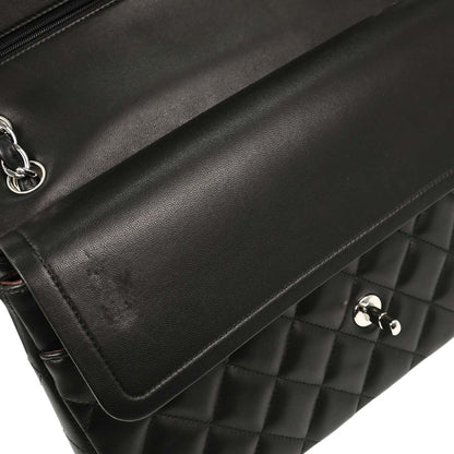 Chanel Black Lambskin Jumbo Classic Double Flap Shoulder Bag