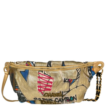 Chanel 2019 Gold Canvas Graffiti Street Spirit Waist Bag