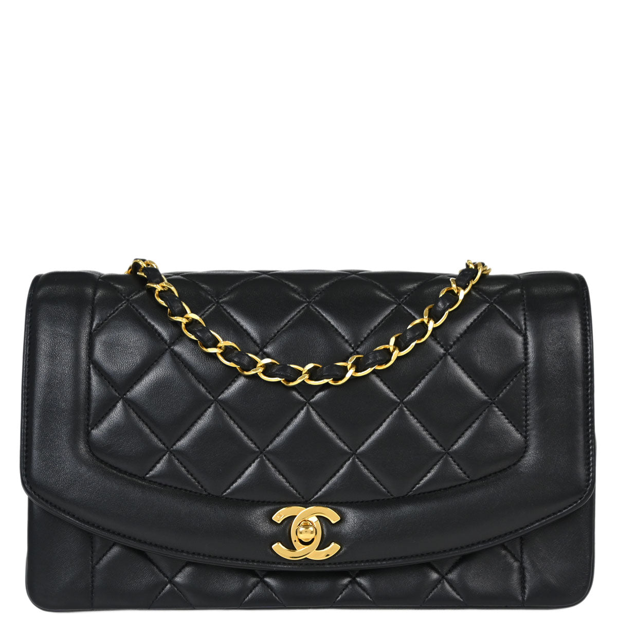 Chanel Black Lambskin Medium Diana Shoulder Bag