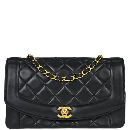 Chanel Black Lambskin Medium Diana Shoulder Bag