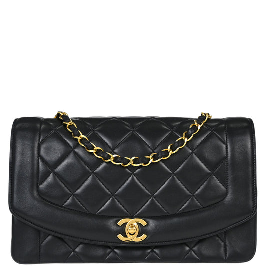 Chanel Black Lambskin Medium Diana Shoulder Bag