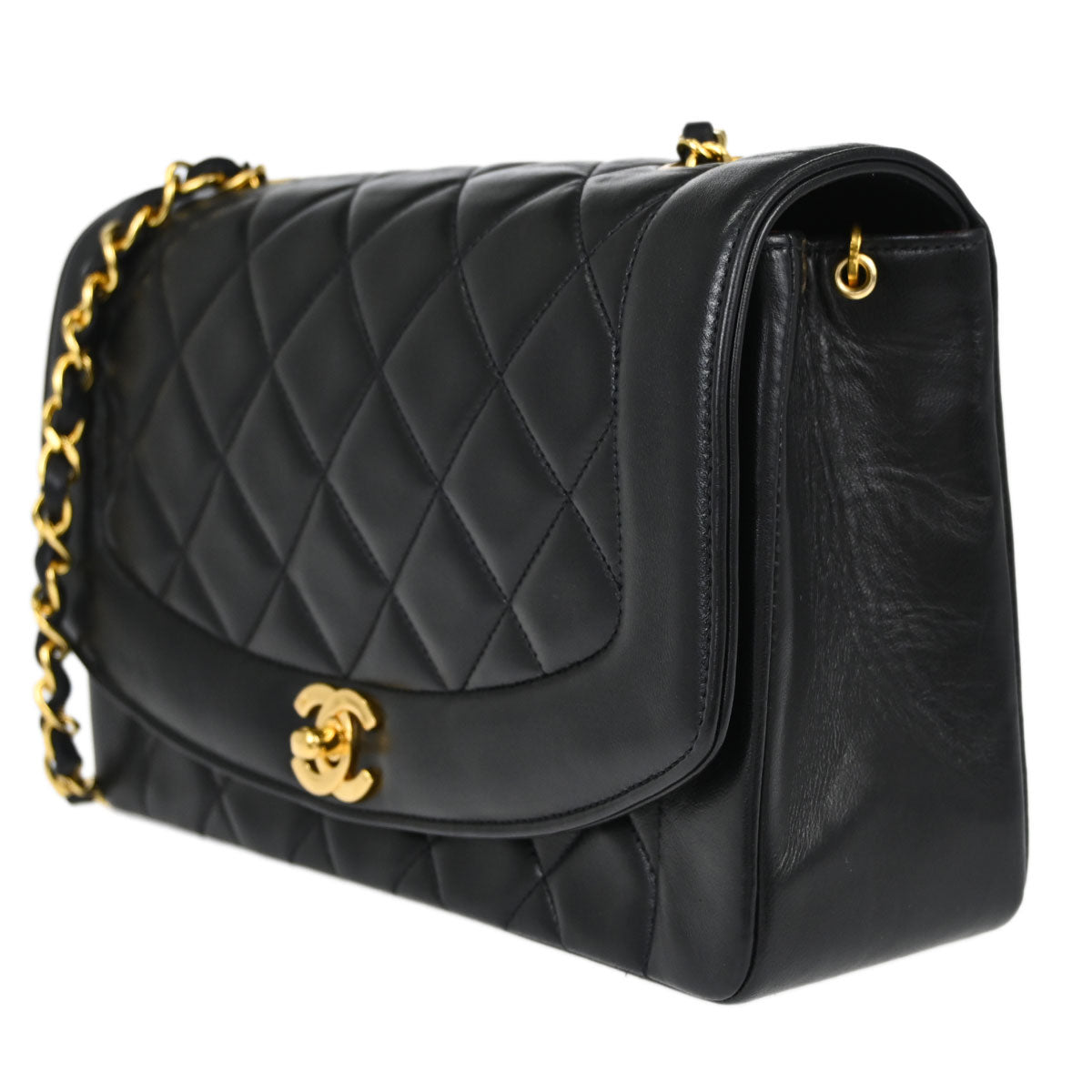 Chanel Black Lambskin Medium Diana Shoulder Bag