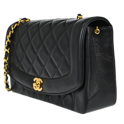 Chanel Black Lambskin Medium Diana Shoulder Bag