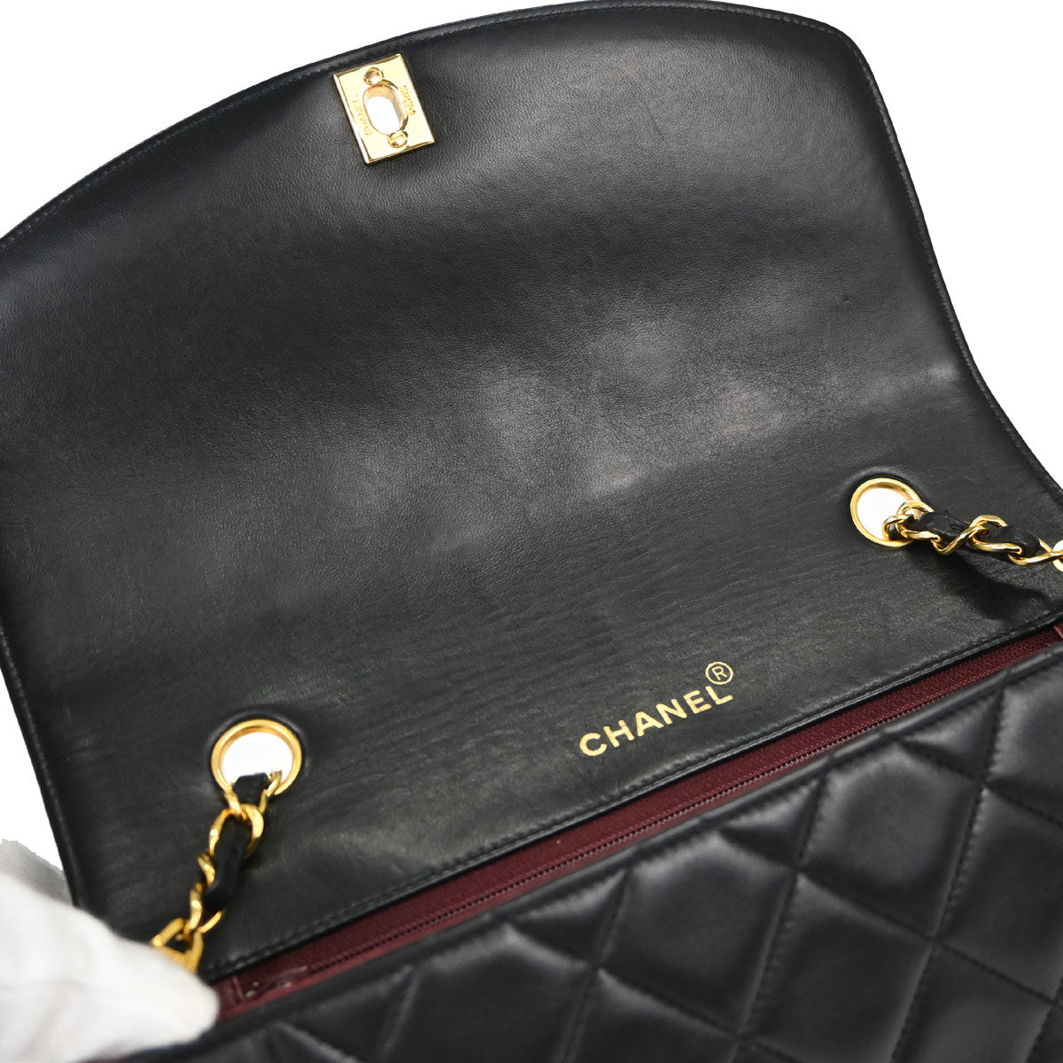 Chanel Black Lambskin Medium Diana Shoulder Bag
