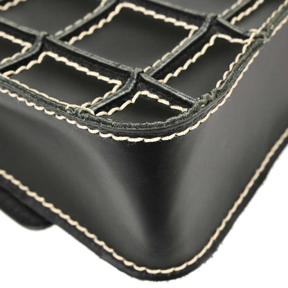 Chanel 2001-2003 Black Calfskin Wild Stitch Choco Bar Waffle Shoulder Bag