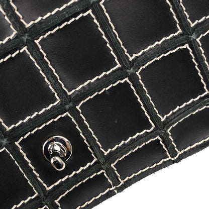 Chanel 2001-2003 Black Calfskin Wild Stitch Choco Bar Waffle Shoulder Bag